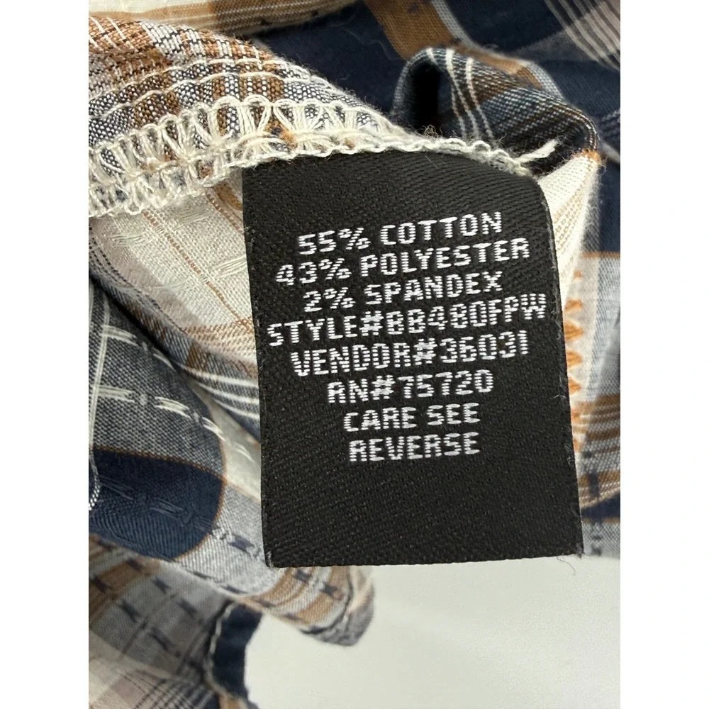 Buckle Black Mens Standard Fit Plaid Western Button Down Shirt BB480FPW Navy S